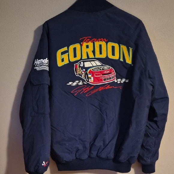 Chase Authentics Jeff Gordon Navy Bomber Jacket with Patches - Picture 7 of 8
